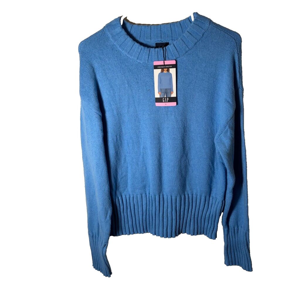 Gap Sweater Women's Small Blue Crew Neck Pullover Knit Solid Casual